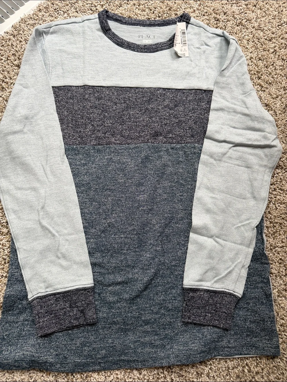 NWT Children's Place boys three Colorblock long sleeve shirt - size large 10/12